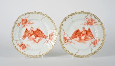Königliche Porzellanmanufaktur Berlin, 2 Teller mit preußischem Adler, nach 1870, Porzellan, ø 21,2 cm, Potsdam Museum – Forum für Kunst und Geschichte, Inv.-Nr. AK-2016-414,