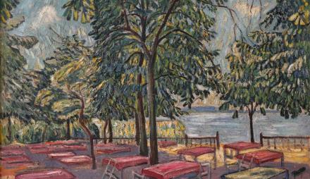 Theo von Brockhusen, Am Schwielowsee – Ausflugslokal in Baumgartenbrück, um 1911, Privatbesitz (Ausschnitt)), Foto: Michael Lüder