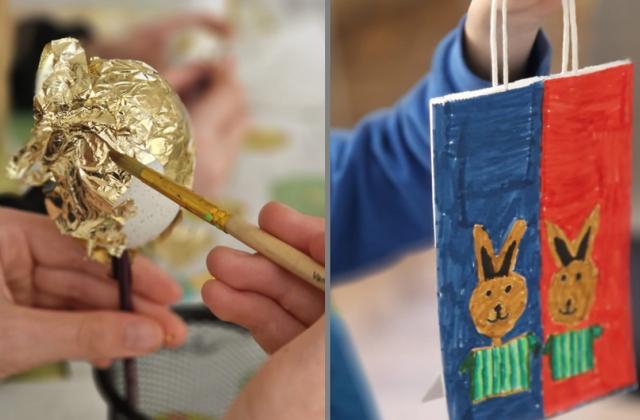 Ein Ei wird vergoldet