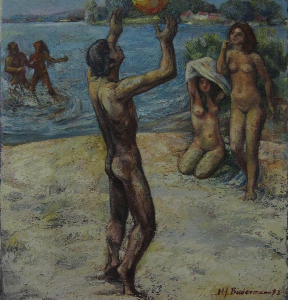 Hans-Joachim Biedermann, Ballspielende am Strand,