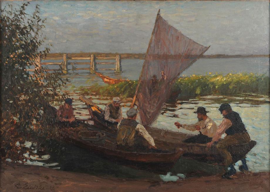 Alfred Liedtke Fischer an der Havel, © VG Bild-Kunst, Bonn 2021, Alfred Liedtke Fischer an der Havel, © VG Bild-Kunst, Bonn 2021,
