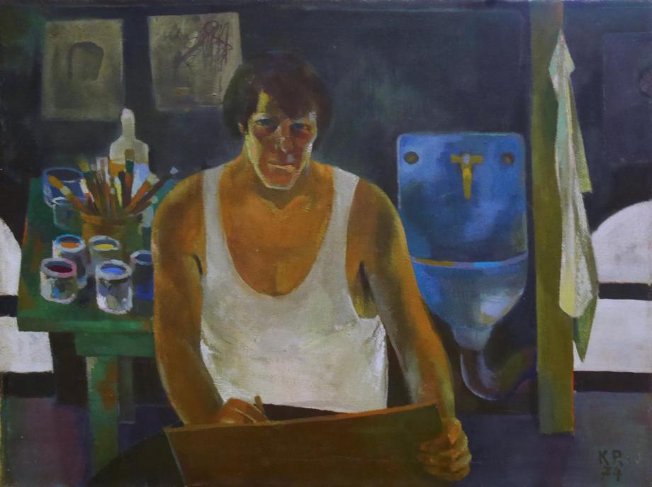 Karl Raetsch, Selbstporträt im Atelier,