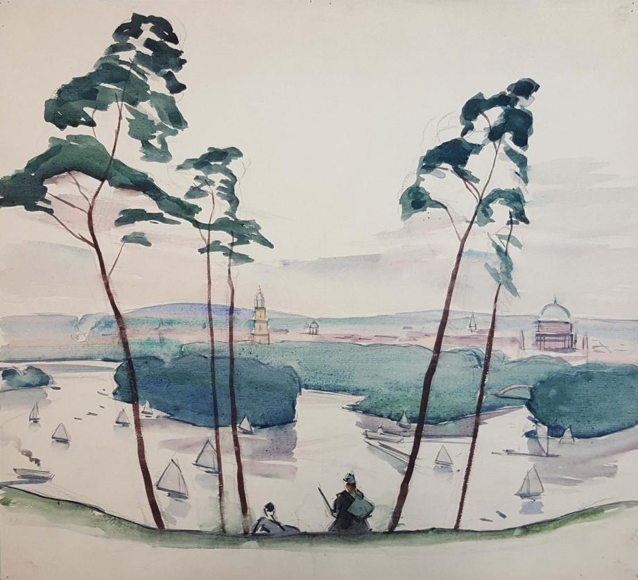 Otto Heinrich, Blick auf Potsdam in der Havellandschaft, Otto Heinrich, Blick auf Potsdam in der Havellandschaft,