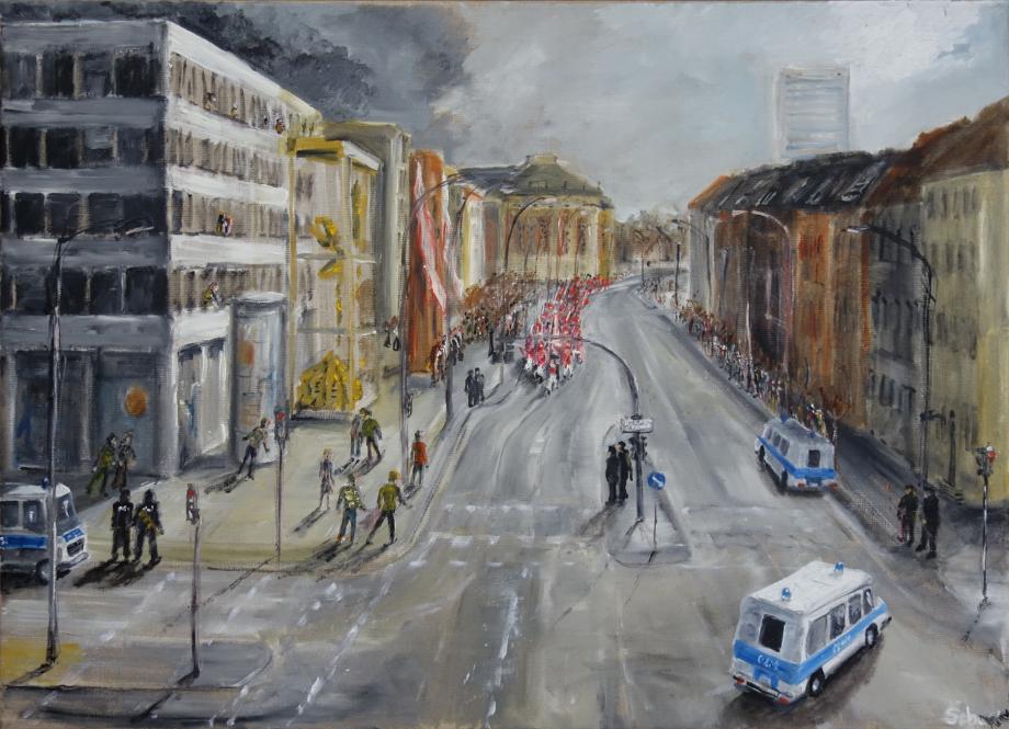 Joachim Scheel, Aufmarsch zum Baubeginn, © Potsdam Museum – Forum für Kunst und Geschichte, Joachim Scheel, Aufmarsch zum Baubeginn, © Potsdam Museum – Forum für Kunst und Geschichte,