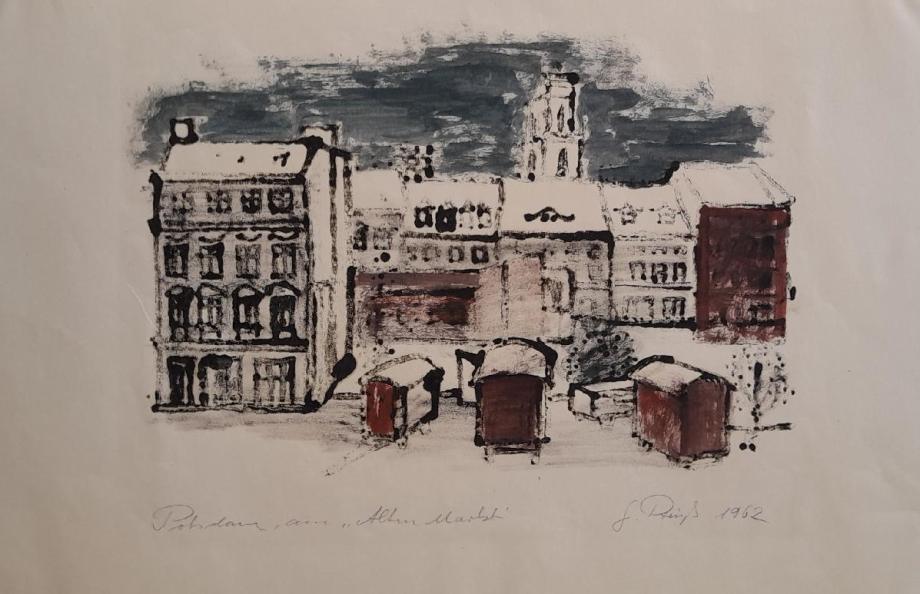 Gerhard Preuß Potsdam, am „Alten Markt“, Monotypie, 1962, © Potsdam Museum - Forum für Kunst und Geschichte Gerhard Preuß Potsdam, am „Alten Markt“, Monotypie, 1962, © Potsdam Museum - Forum für Kunst und Geschichte
