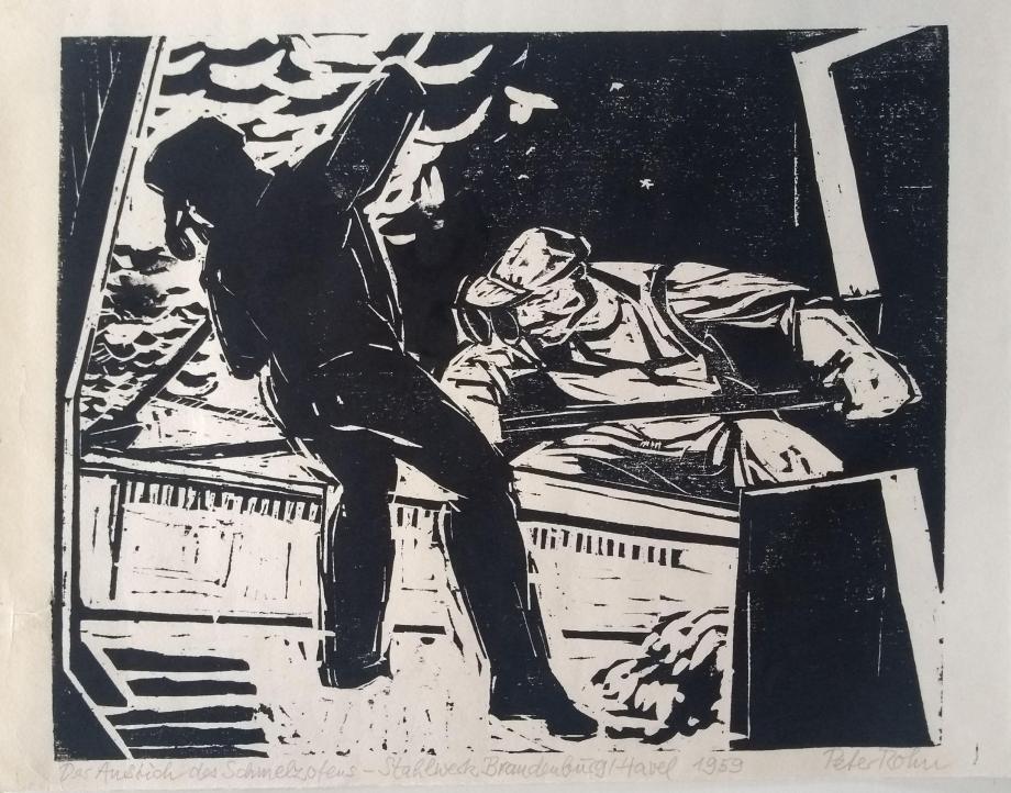 Peter Rohn, Anstich des Schmelzofen im Stahlwerk, © Potsdam Museum – Forum für Kunst und Geschichte,