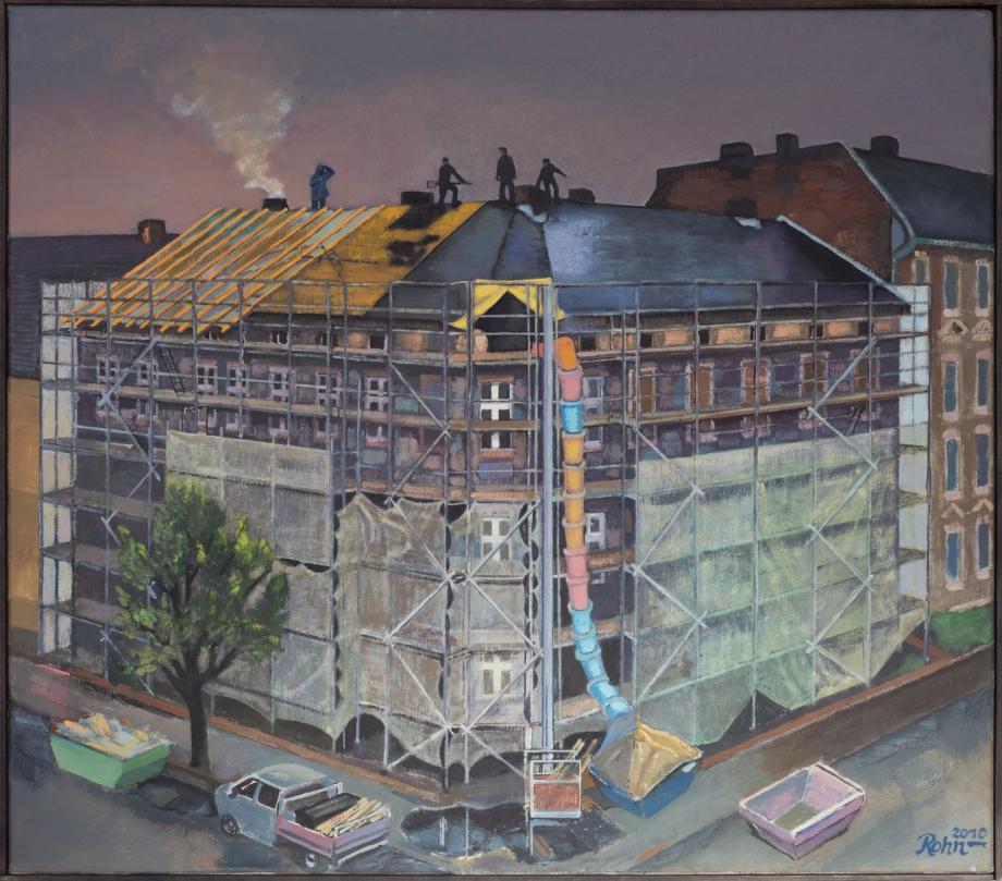 Peter Rohn, Dacharbeiten im Regen, 2010 © Peter Rohn,