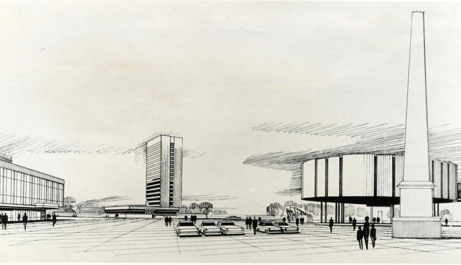 Gestaltung des Alten Marktes vom VEB Landbauprojekt Potsdam, 1. Preis im Wettbewerb 1969 