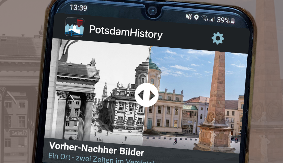 Handy mit PotsdamHistory App Beispiel