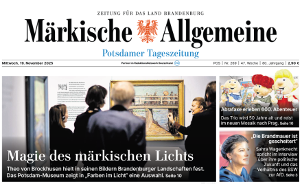 Screenshot des Titelblattes der MAZ vom 19.11.