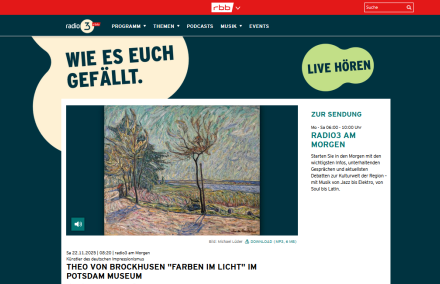 Screenshot der Webseite mit der Ankündigung des rbb-Beitrags