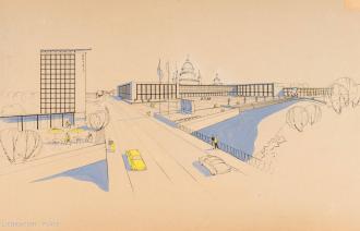 Architektenkollektiv Sepp Weber, Ansicht Karl-Liebknecht-Platz, 1960 