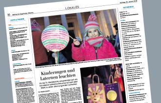 Screenshot der MAZ mit Bericht über Lichterfest