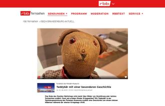 Screenshot der rbb-TV-Anzeige zum Kurzbericht über den Teddy in der Museumssammlung