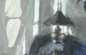 Otto Heinrich, Interieur mit Lampe,