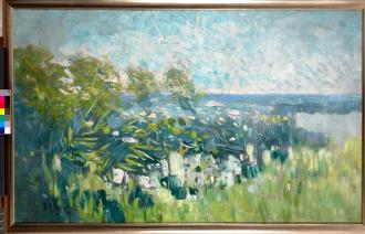 Karl Hagemeister, Uferlandschaft (Schilfufer), 1900, Öl auf Leinwand, 116 x 71 cm, Potsdam Museum © Potsdam Museum,