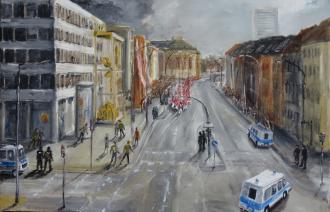 Joachim Scheel, Aufmarsch zum Baubeginn, © Potsdam Museum – Forum für Kunst und Geschichte,
