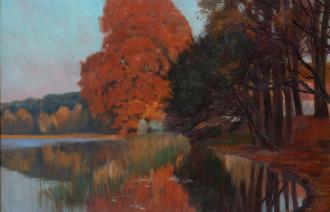 Philipp Franck, Herbststimmung an einem märkischen See, um 1895, Öl auf Leinwand, 75 x 100 cm, Potsdam Museum – Forum für Kunst und Geschichte © Potsdam Museum,