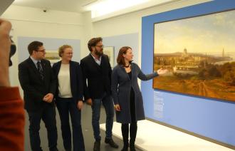 Das Ausstellungsteam v.r.l. Dr Jutta Götzmann, Dipl.Rest. Oliver Max Wenske, Dr. Uta Kaiser und Markus Wicke, Vereinsvorsitzender des Fördervereins des Potsdam-Museums e.V.,