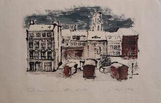 Gerhard Preuß Potsdam, am „Alten Markt“, Monotypie, 1962, © Potsdam Museum - Forum für Kunst und Geschichte
