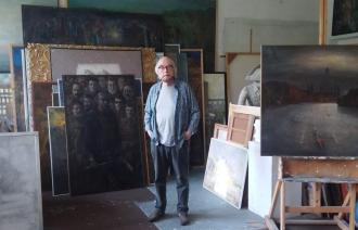 Wolfram Baumgart im Atelier,