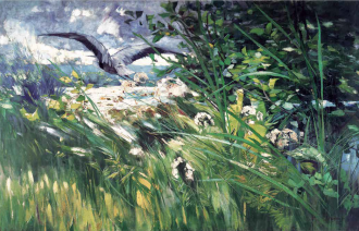 Karl Hagemeister, Reiher im Schilf, 1888, Öl auf Leinwand, Privatbesitz © Privatbesitz,