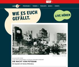 Screenshot von der Webseite von rbb Radio3