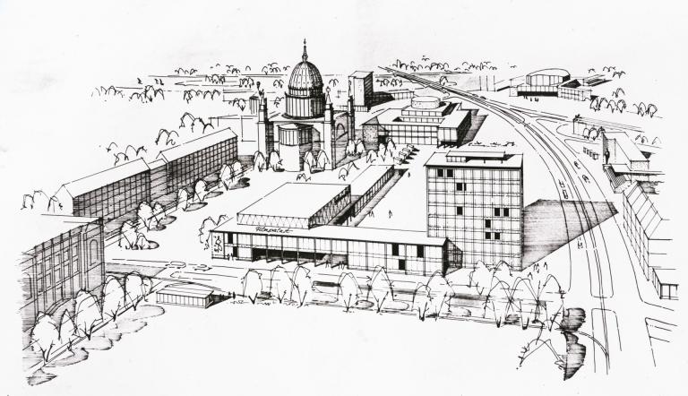 Entwurf für das Potsdamer Stadtzentrum aus dem Wettbewerb 1960, Hans Pampel u.a. 
