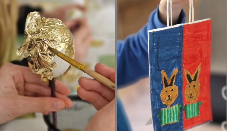 Ein Ei wird vergoldet