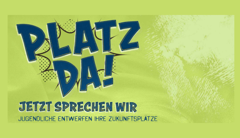 Plakatmotiv mit dem plakativen Schriftzug "Platz da"