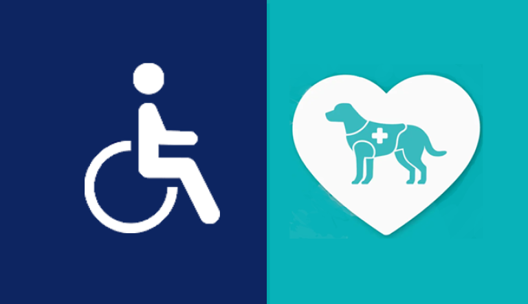 Rollstuhl- und Assistenzhundsymbol