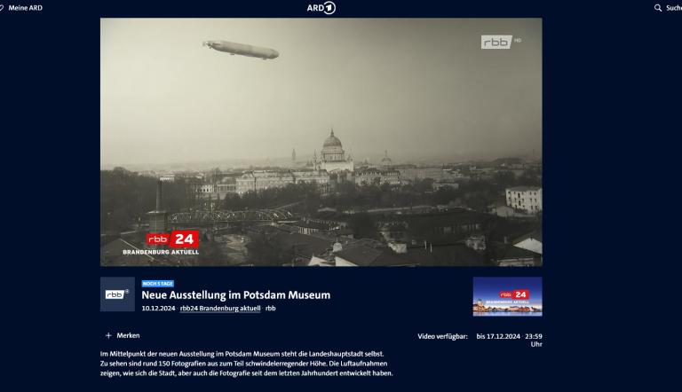 Screenshot ard Mediathek mit Luftbild-Beitrag