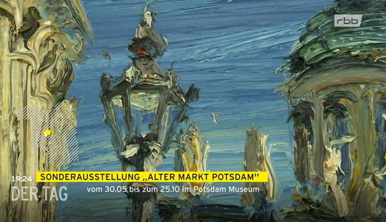 Screenshot des rbb-TV-Beitrags zur Ausstellung "Christopher Lehmpfuhl"