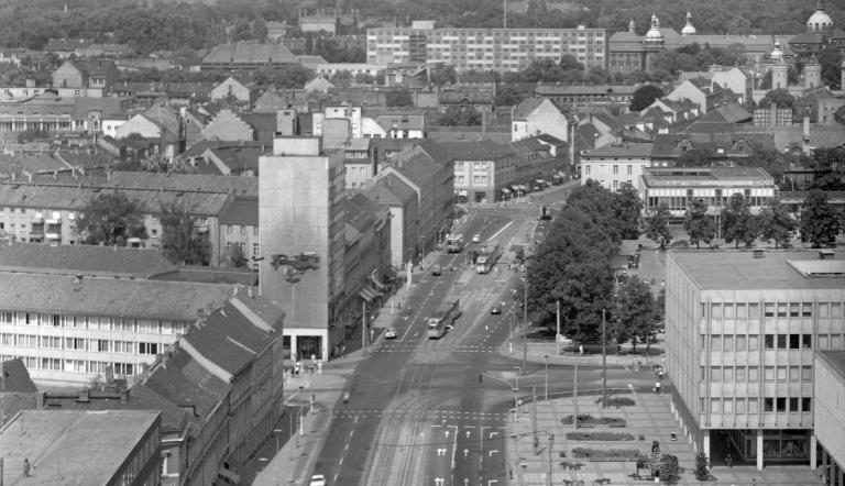 Blick vom Interhotel (heute Hotel Mercure), 1982 © Potsdam Museum, Blick vom Interhotel (heute Hotel Mercure), 1982 © Potsdam Museum,