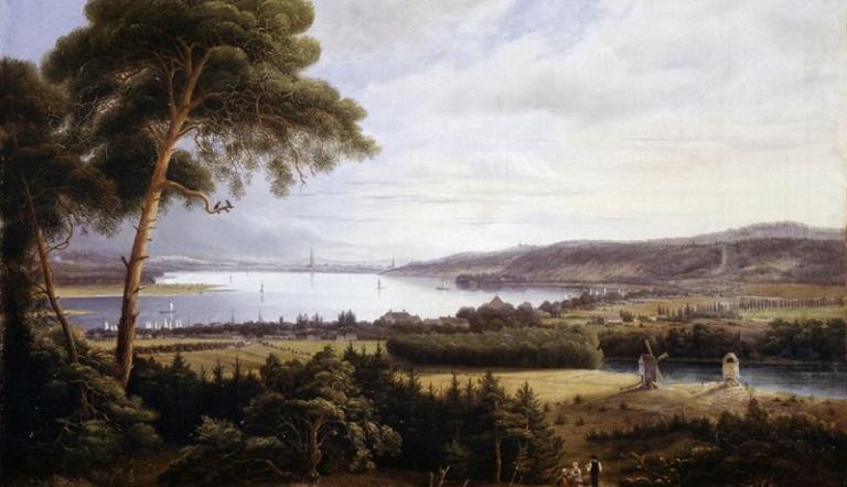 Heinrich Hintze, Aussicht vom Krähenberg über Caputh nach Potsdam, 1835 Heinrich Hintze, Aussicht vom Krähenberg über Caputh nach Potsdam, 1835