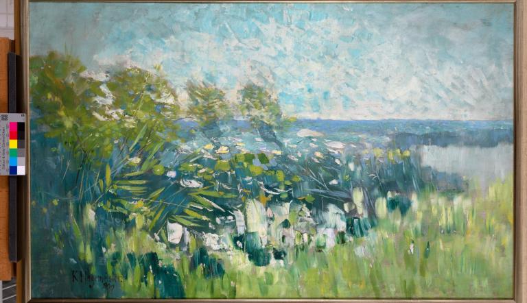 Karl Hagemeister, Uferlandschaft (Schilfufer), 1900, Öl auf Leinwand, 71 x 116 cm, Potsdam Museum © Potsdam Museum,