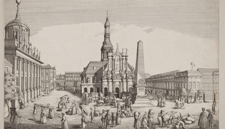 Johann Christoph Nabholz, Guckkastenbild - Der Alte Markt zu Potsdam, um 1770, Radierung, Inv.-Nr. 79-89b-K2b,