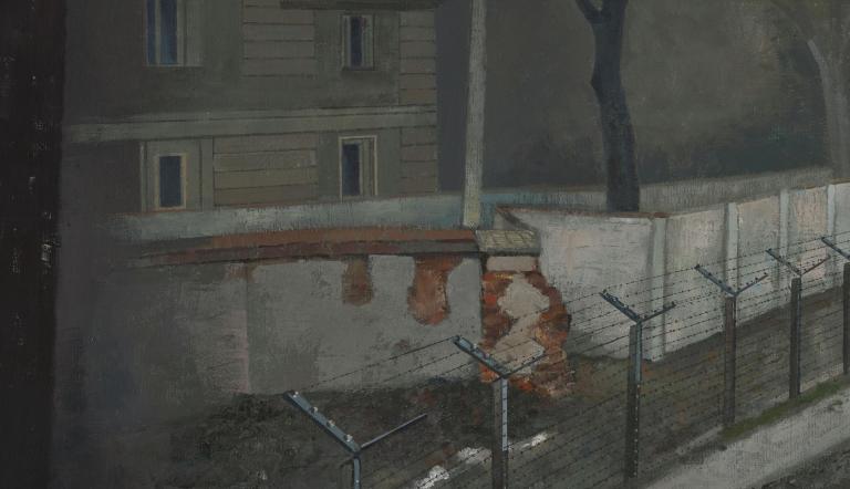 Ausschnitt - Peter Rohn, Mauer im November 1988 (Bertinistraße), 1991, Öl auf Leinwand, © Potsdam Museum – Forum für Kunst und Geschichte, Ausschnitt - Peter Rohn, Mauer im November 1988 (Bertinistraße), 1991, Öl auf Leinwand, © Potsdam Museum – Forum für Kunst und Geschichte,