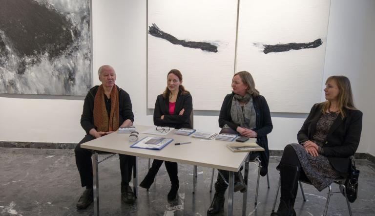 Pressekonferenz  zur Ausstellung mit ARMANDO, Dr. Jutta Götzmann, Jisca Bijlsma und Gudrun Gorka-Reimus © Potsdam Museum,