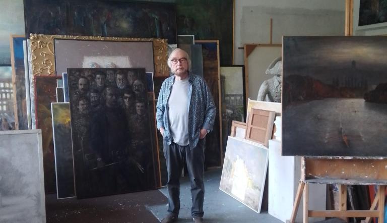 Wolfram Baumgart im Atelier,