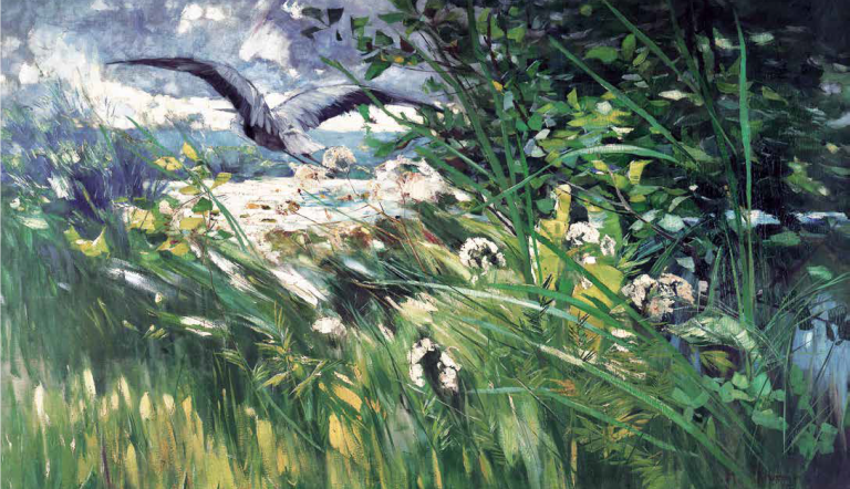 Karl Hagemeister, Reiher im Schilf, 1888, Öl auf Leinwand, Privatbesitz © Privatbesitz,