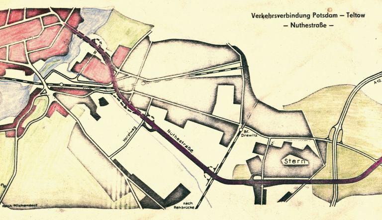 Nuthestrasse Ausschnitt aus einer Planungsskizze von 1974, Foto: unbekannt, Lizenz: Potsdam Museum