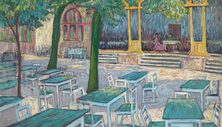 Theo von Brockhusen, Wirtshausgarten (Baumgartenbrück), Privatbesitz (Ausschnitt), Foto: Schiske für Lehr Kunstauktion