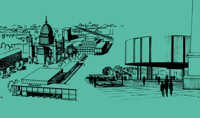 Collage aus Archiketurzeichnungen zum Alten Markt